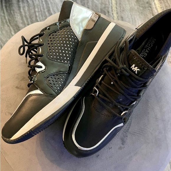 Michael Kors Black, White & Chrome Sneakers - Picture 2 of 5